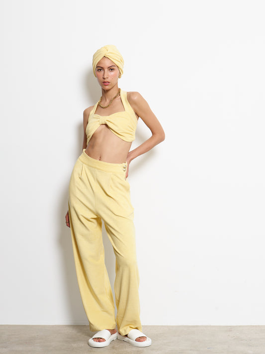 HIGH RISE PLEATED PANT YELLOW