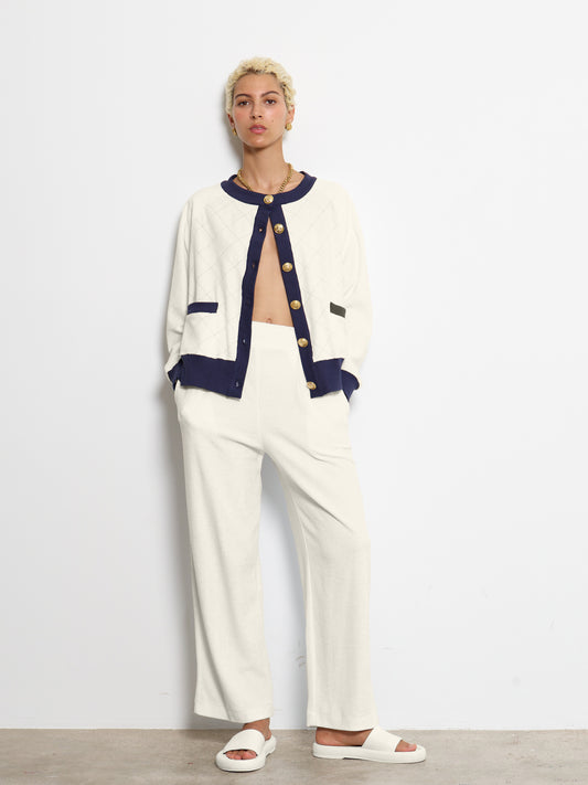 HIGH RISE PLEATED PANT OFF WHITE
